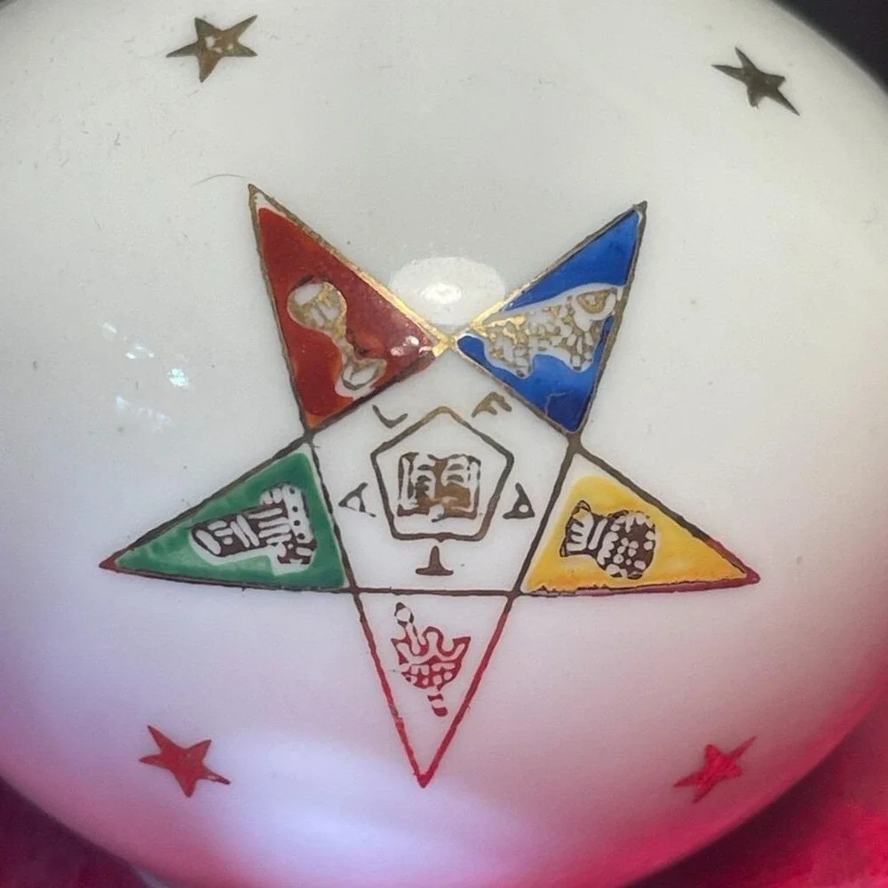 Vintage Order of Eastern Star Porcelain Bud Vase Hand Painted Japan 6in